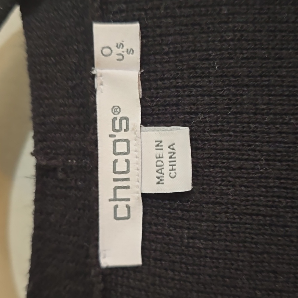 #190. Chicos Global Fusion Cardigan Sweater, Black Floral - Picture 7 of 7
